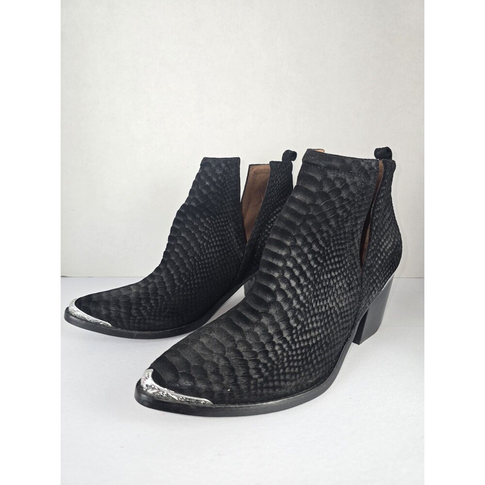 Jeffrey Campbell Cromwell Ankle Boots Women Sz 11 Snake Embossed Western - Picture 6 of 10